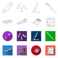 Vector illustration of pencil and sharpen logo. Collection of pencil and color vector icon for stock.