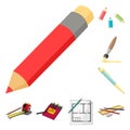 Vector design of pencil and sharpen icon. Collection of pencil and color stock vector illustration.