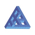 Vector illustration of the Penrose triangle, blue cube