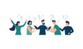 Vector illustration of people communicating in search of ideas, problem solving, use in web projects and applications. teamwork, Royalty Free Stock Photo