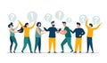 Vector illustration of people communicating in search of ideas, problem solving, use in web projects and applications. teamwork, Royalty Free Stock Photo