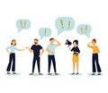 ..Vector illustration of people communication in search of ideas, problem solving Royalty Free Stock Photo