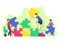 Vector illustration People composing a puzzle