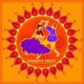 People performing Garba dance on poster banner design for Dandiya Night