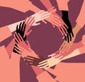 Vector illustration of a people`s hands with different skin color together. Royalty Free Stock Photo