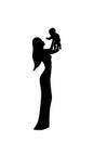 Vector illustration of people silhouette. Mother keep her child on her hands