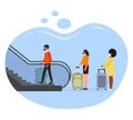 Travel Airport People Baggage Tourist Escalator