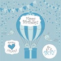 Vector Illustration. Perfect to newborn Birthday cards, postcards, stickers, labels, banners, posters and other things with balloo