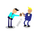 Vector illustration of a person being bribed. Royalty Free Stock Photo