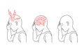 Vector illustration of a person experiencing headache and inflammation