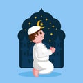 Vector illustration of a person praying. Ramadan Kareem design concept Royalty Free Stock Photo
