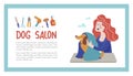 Vector illustration for pet hair salon, styling and grooming shop, pet store for dogs and cats.