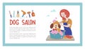 Vector illustration for pet hair salon, styling and grooming shop, pet store for dogs and cats. Royalty Free Stock Photo