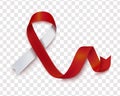 Vector illustration of the pharyngeal cancer awareness tape, isolated on a transparent background. Realistic vector red and white