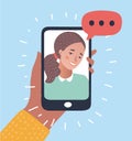 Vector Illustration of Phone conversation. Royalty Free Stock Photo