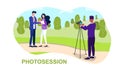 Vector illustration of photo session on nature Royalty Free Stock Photo