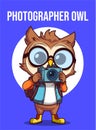 Vector Illustration, Photographer Owl, Animal Clipart