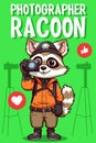 Vector Illustration, Photographer Racoon, Animal Clipart