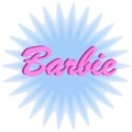 Vector illustration of the phrase Barbie on a blue background