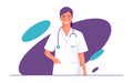 Vector illustration of a physician, doctor, therapist with stethoscope