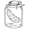 Cucumbers in a glass jar. Vector illustration of pickled cucumbers in a jar. Pickles in a glass bottle