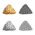 Vector illustration of piece and granulated icon. Collection of piece and jaggery vector icon for stock.