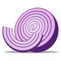 Onion icon. Vector illustration of a piece of onion. Hand drawn chopped onion rings