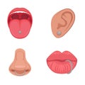 Piercing studio icon, ear, nose, lips and tongue. body parts