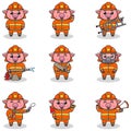 Vector Illustration of Pig cartoon with Firefighter costume Royalty Free Stock Photo