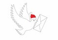Vector illustration with pigeon flying with letter to everybody before Christmas and wish list to Santa Claus. Royalty Free Stock Photo