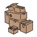 Vector illustration of a pile of cardboard on a white background