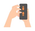 Vector illustration of pinching a smartphone