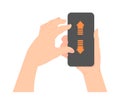 Vector illustration of pinching a smartphone