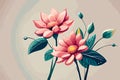 Vector illustration of pink dahlia flowers. Floral background, generative ai