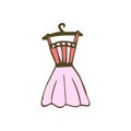 Vector illustration of pink dress. Icon fashion design.