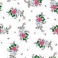 Vector illustration of pink flowers seamless pattern