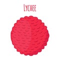 Vector illustration of pink lychee, tropical exotic fruit. Organic healthy nutrition