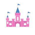 The vector illustration of pink princess magic castle Royalty Free Stock Photo
