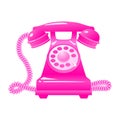 Vector Illustration of a pink retro Telephone isolated on white Royalty Free Stock Photo