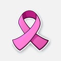 Vector illustration. Pink ribbon, international symbol of breast cancer awareness. Sign of moral support for women