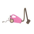 Vector illustration of a pink vacuum cleaner for home, office and various premises