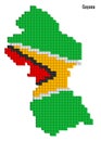 Vector illustration pixelated geographical map of Guyana Royalty Free Stock Photo