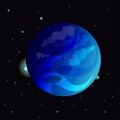 Vector illustration with planet Neptune in outer space. Space background with eighth planet