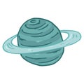 Planet with rings icon. Vector illustration of the planet Saturn. Hand drawn planet with rings, Saturn Royalty Free Stock Photo