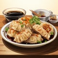 vector illustration of plate of momos