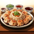 vector illustration of plate of momos