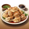 vector illustration of plate of momos