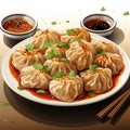 vector illustration of plate of momos