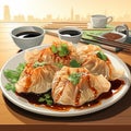 vector illustration of plate of momos
