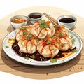 vector illustration of plate of momos